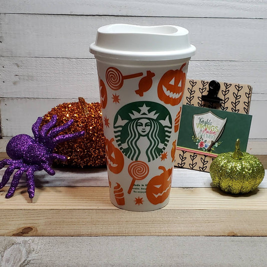 Pumpkin and Candy, 16oz Starbucks Hot Cup