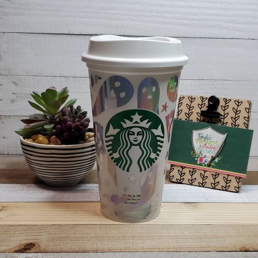 Holographic Ghosts Leaves, 16oz Starbucks Hot Cup