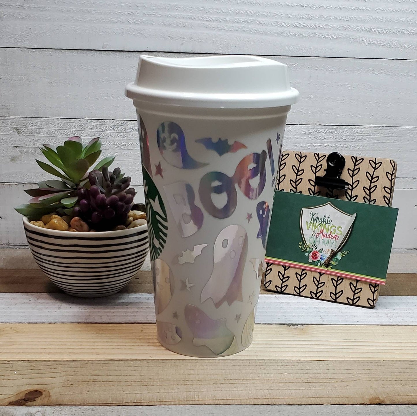 Holographic Ghosts Leaves, 16oz Starbucks Hot Cup