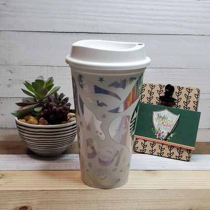 Holographic Ghosts Leaves, 16oz Starbucks Hot Cup