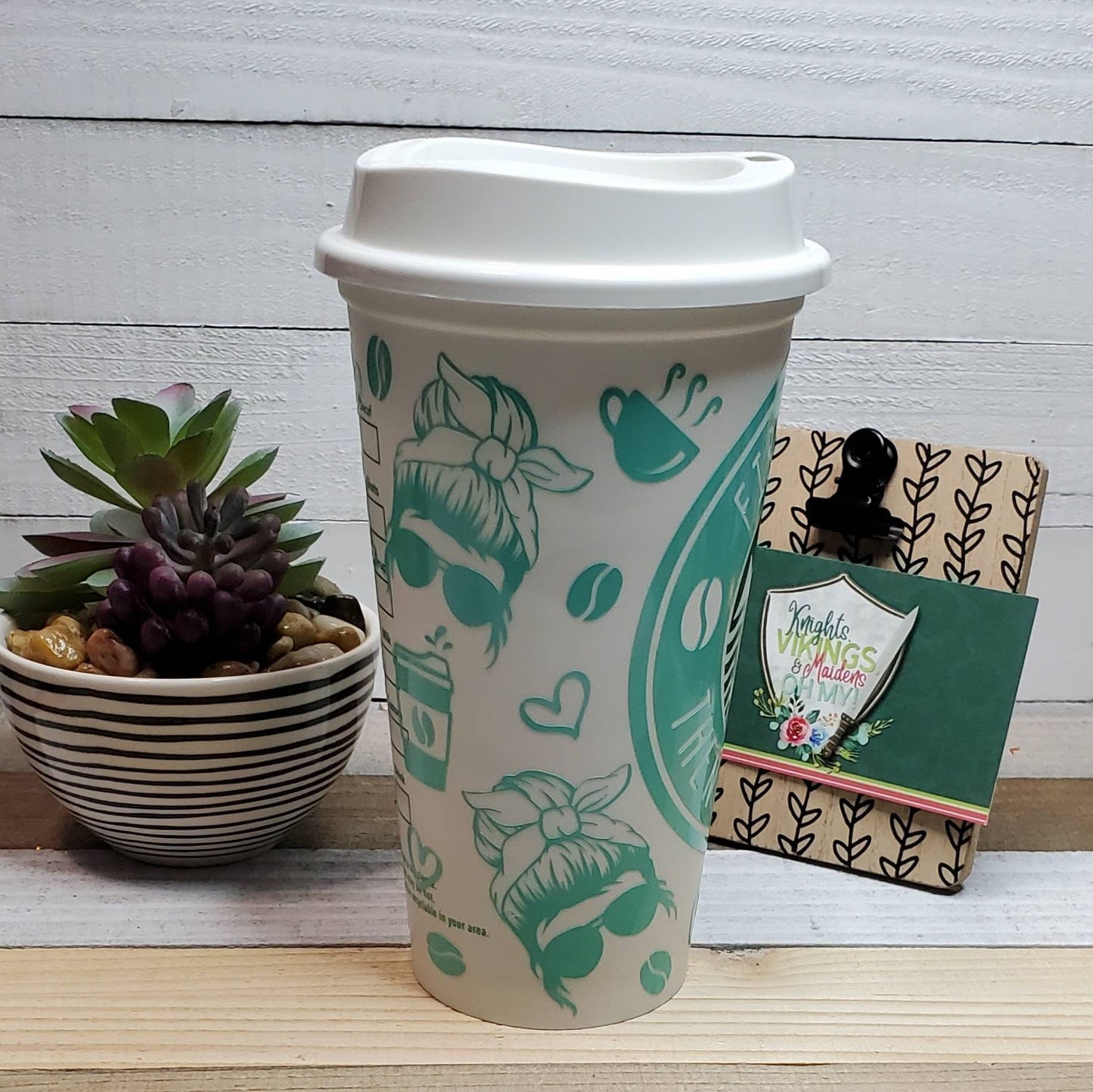 Teal First Coffee, 16oz Starbucks Hot Cup