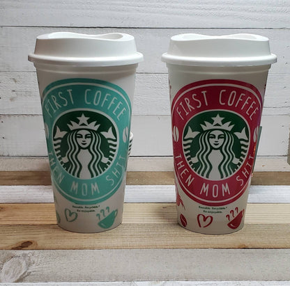 Teal First Coffee, 16oz Starbucks Hot Cup