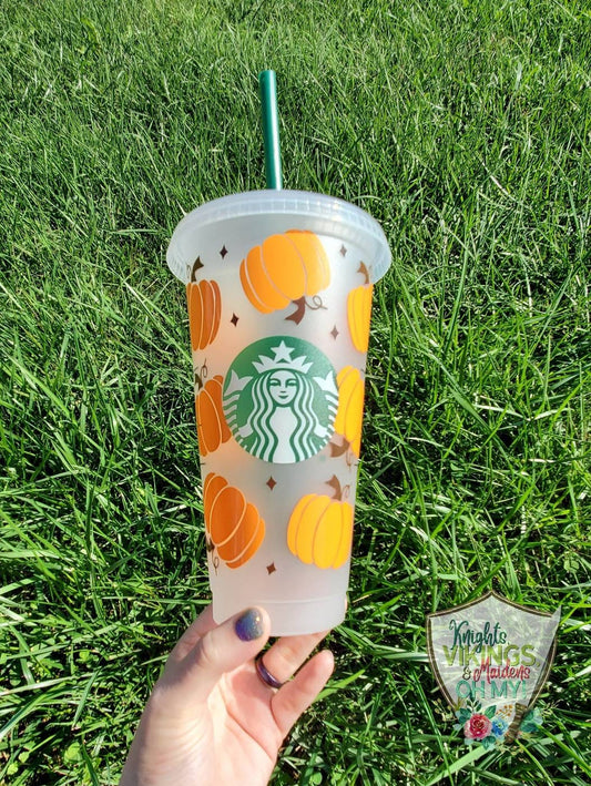 Pumpkin, Starbucks Cold Cup with Straw