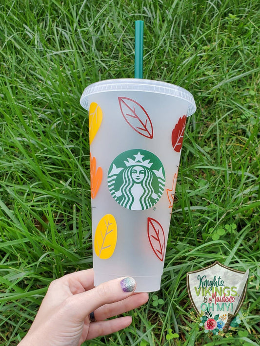 Falling Leaves, Starbucks Cold Cup with Straw