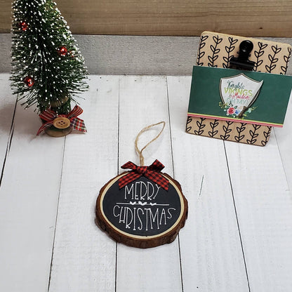 Round Wood Slice Ornament, Your Choice of 1 or a Set, Merry Christmas, Rustic Farmhouse Christmas, Christmas Tree Ornaments, Holiday Tree