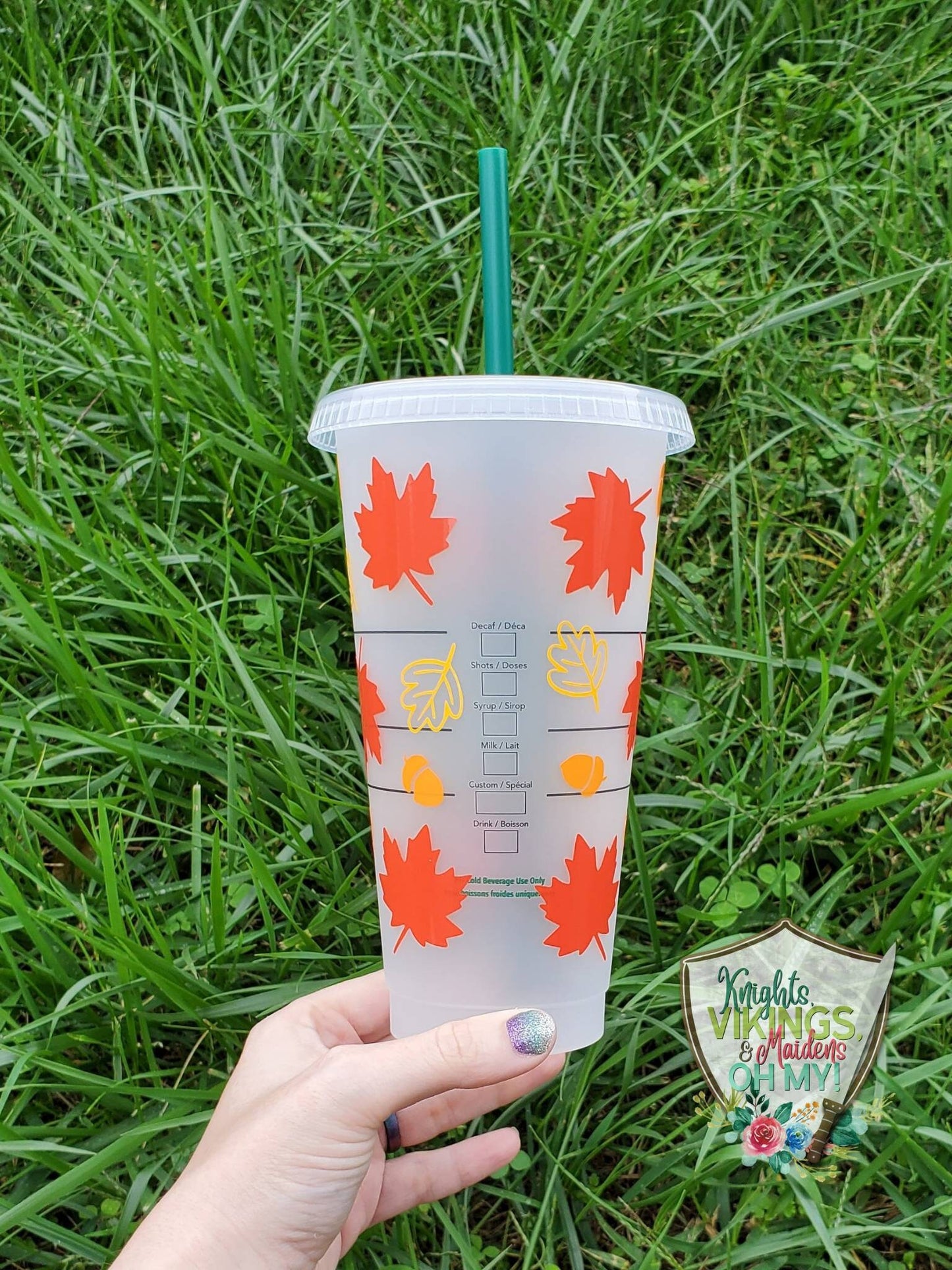 Leaves and Acorns, Starbucks Cold Cup with Straw