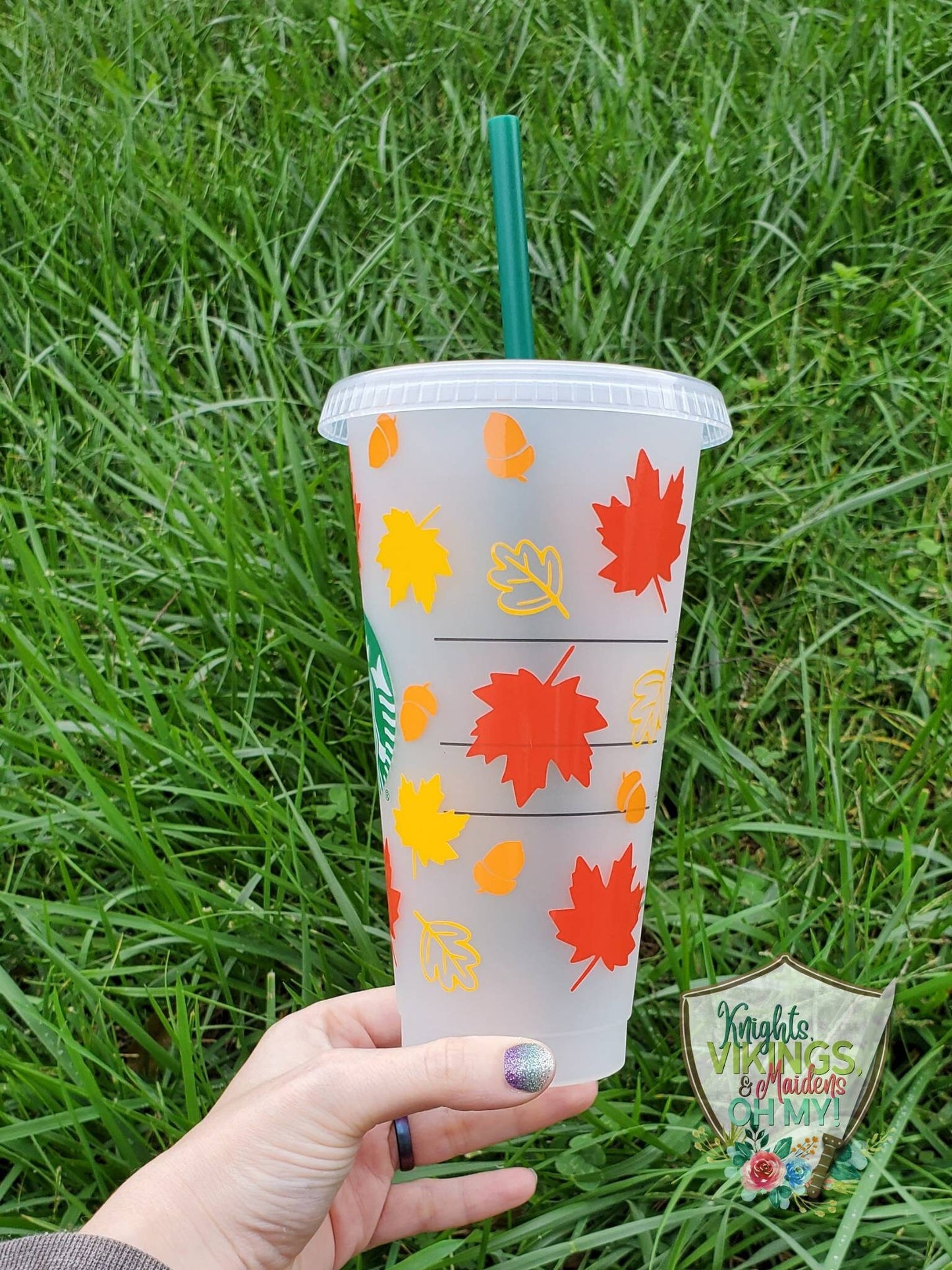 Leaves and Acorns, Starbucks Cold Cup with Straw