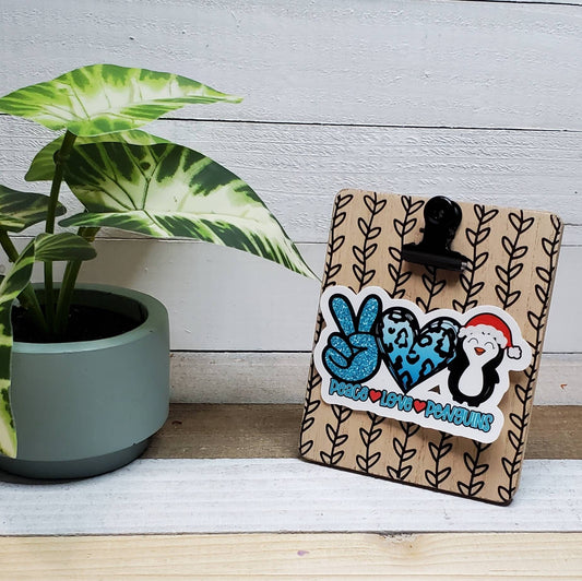 Peace Love and Penguins, Die Cut Sticker