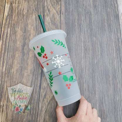 Santa Hat Cup, Starbucks Cold Cup with Straw