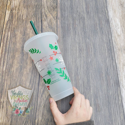 Santa Hat Cup, Starbucks Cold Cup with Straw