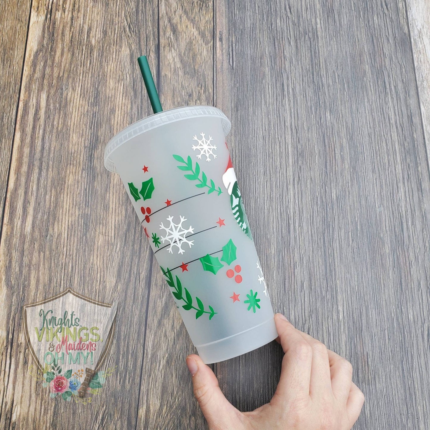 Santa Hat Cup, Starbucks Cold Cup with Straw