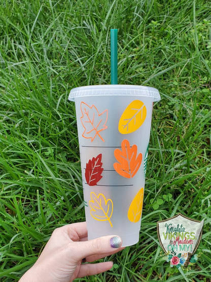 Falling Leaves, Starbucks Cold Cup with Straw