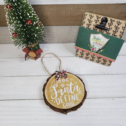 Round Wood Slice Ornament, Your Choice of 1 or a Set, Snowflakes, Merry Christmas, Rustic Farmhouse Christmas, Christmas Tree Ornaments