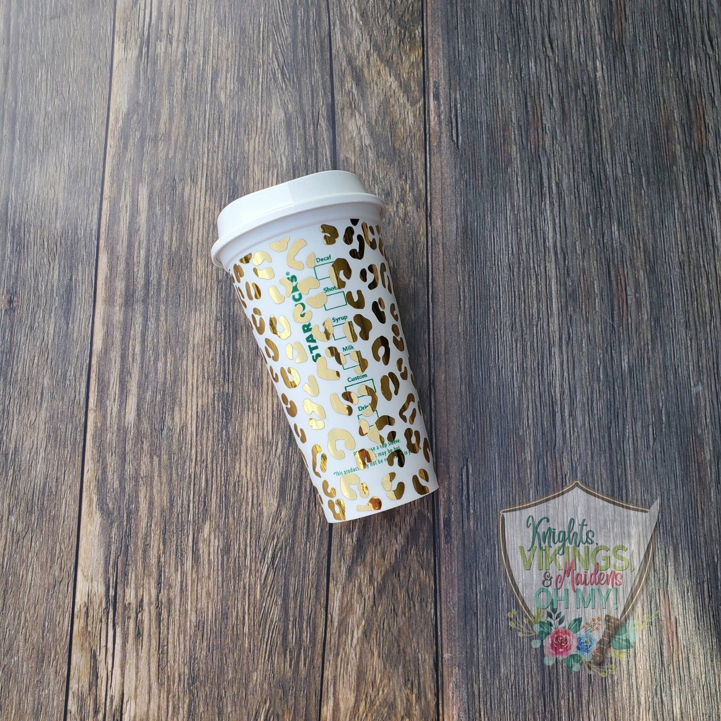 Shiny Gold Leopard Hot Cup, 16oz Starbucks Hot Cup