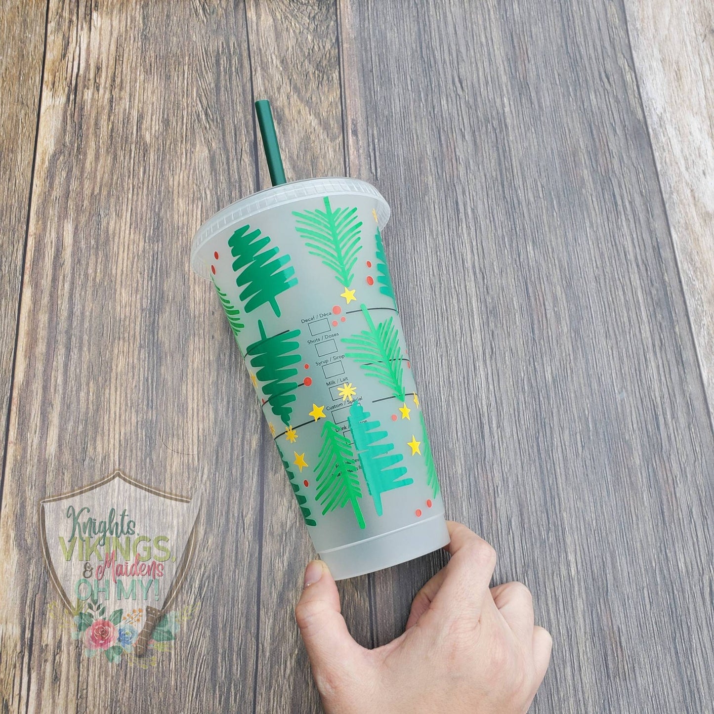 Christmas Tree Cup, Starbucks Cold Cup with Straw