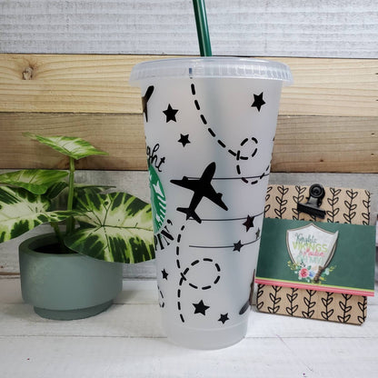 AirPlanes Cup, Straight Trippin, Starbucks Cold Cup with Straw