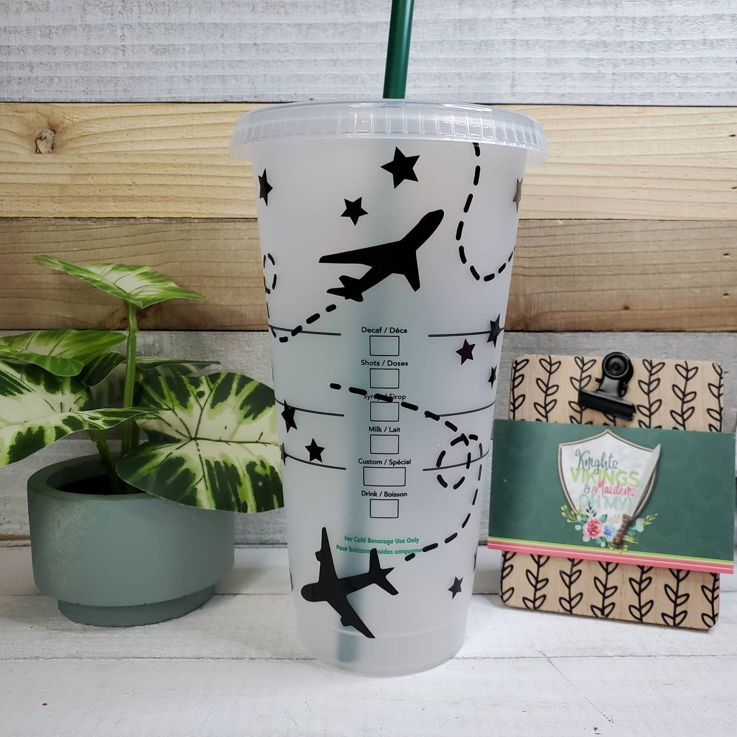 AirPlanes Cup, Straight Trippin, Starbucks Cold Cup with Straw