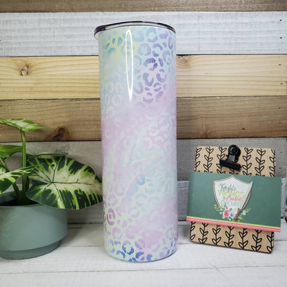 Pastel Rainbow Cheetah, Leopard, Milky Way, 20oz Sublimated Steel Tumbler