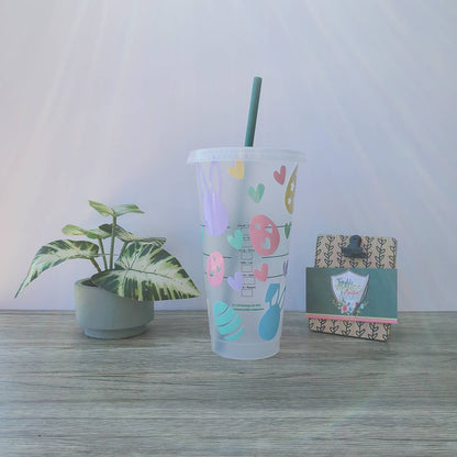 Easter Bunny Cup, Starbucks Cold Cup with Straw