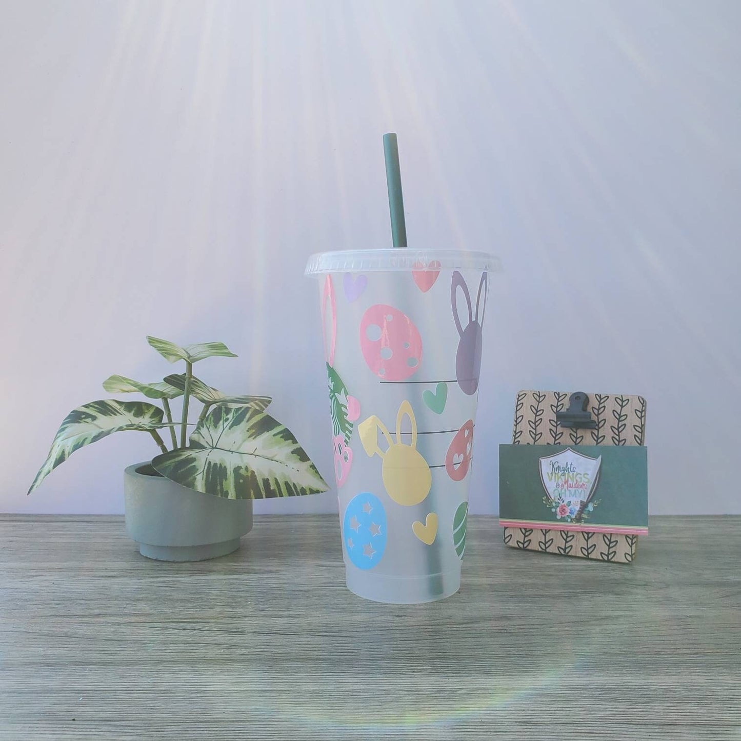 Easter Bunny Cup, Starbucks Cold Cup with Straw