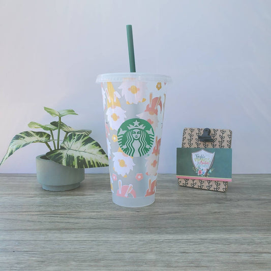 Easter Bunny Gnome Cup, Starbucks Cold Cup with Straw