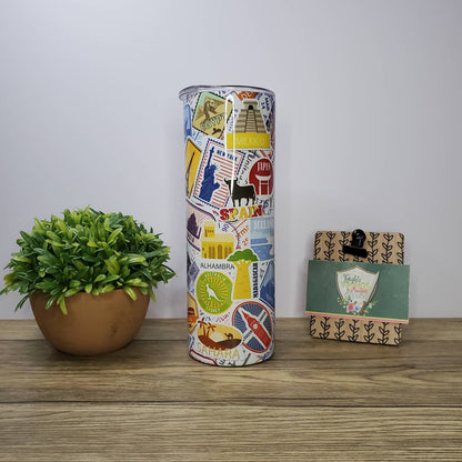 World Travel, 20oz Sublimated Steel Tumbler