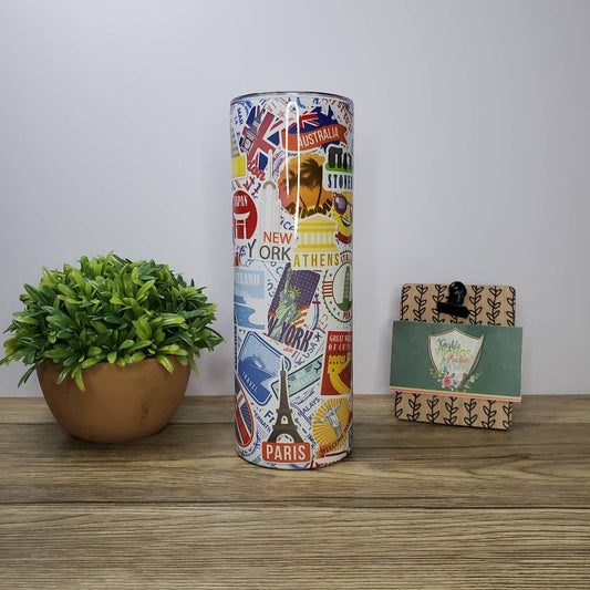 World Travel, 20oz Sublimated Steel Tumbler