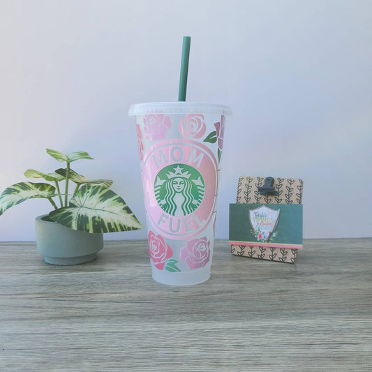 Mom Fuel Cup, Starbucks Cold Cup with Straw