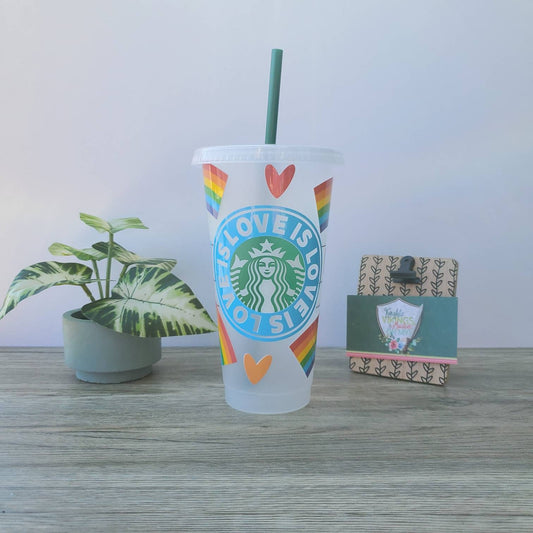Love is Love Cup, Starbucks Cold Cup with Straw