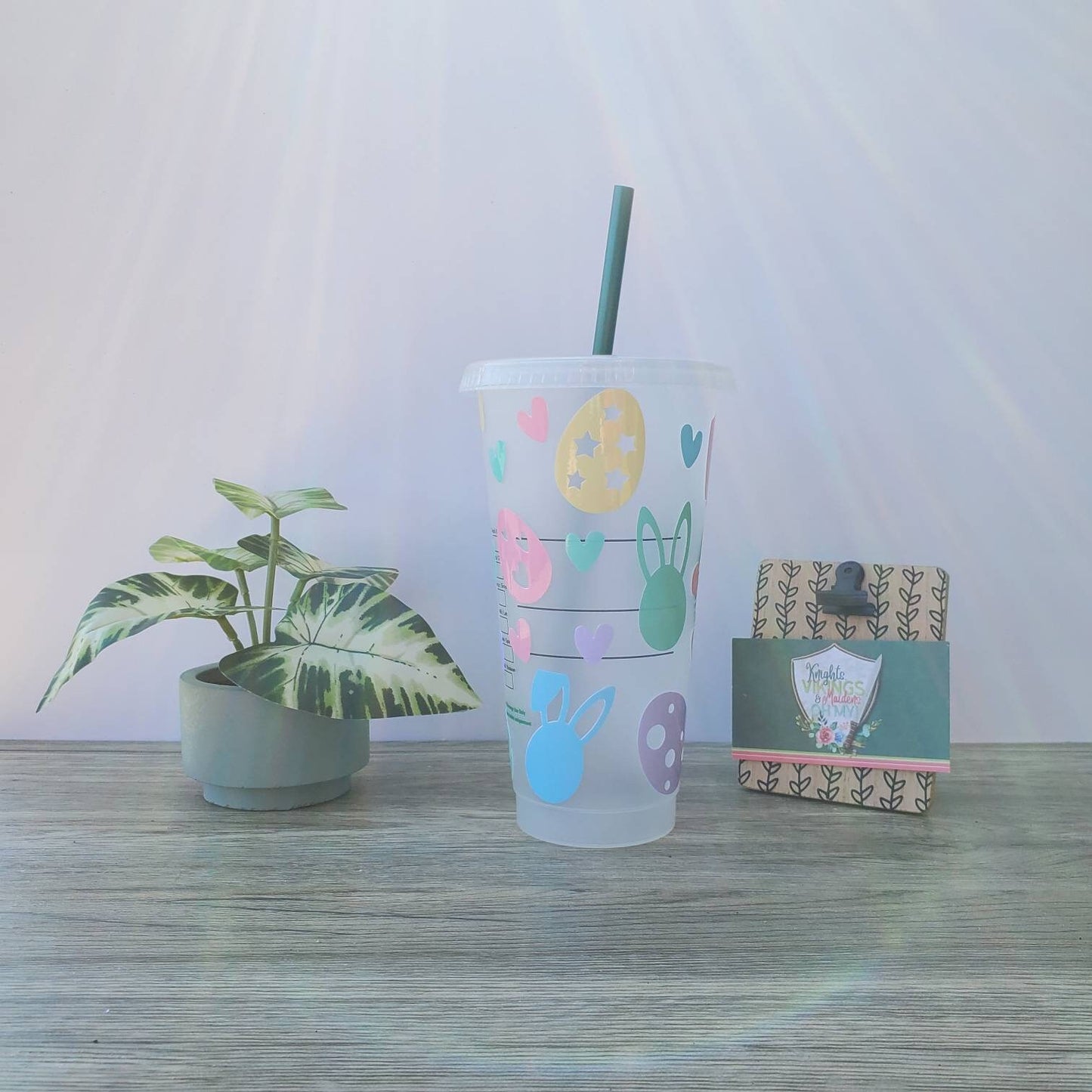 Easter Bunny Cup, Starbucks Cold Cup with Straw