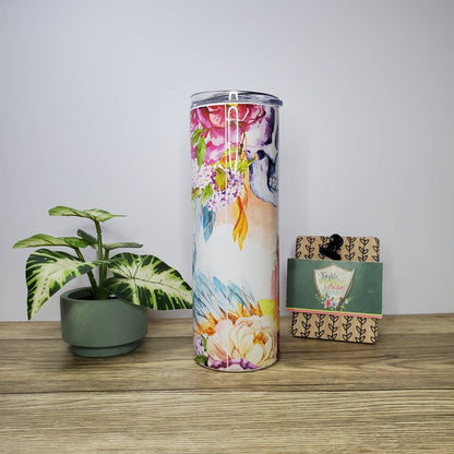 Floral Skull, 20oz Sublimated Steel Tumbler