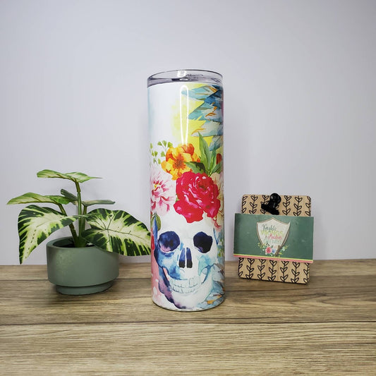 Floral Skull, 20oz Sublimated Steel Tumbler