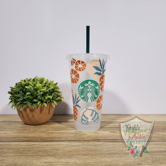 Pineapples and Monsters, Starbucks Cold Cup with Straw