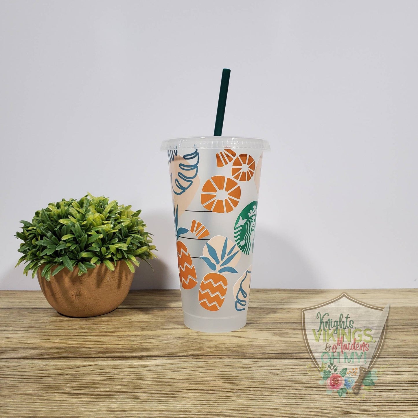 Pineapples and Monsters, Starbucks Cold Cup with Straw