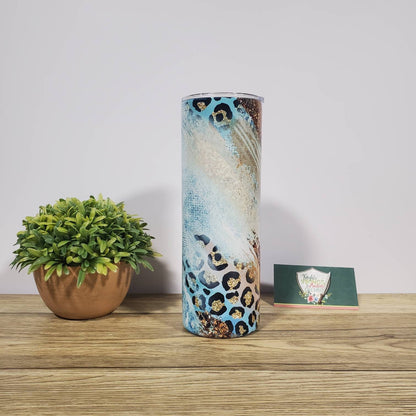 Teal Cheetah, Leopard, 20oz Sublimated Steel Tumbler