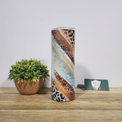 Teal Cheetah, Leopard, 20oz Sublimated Steel Tumbler