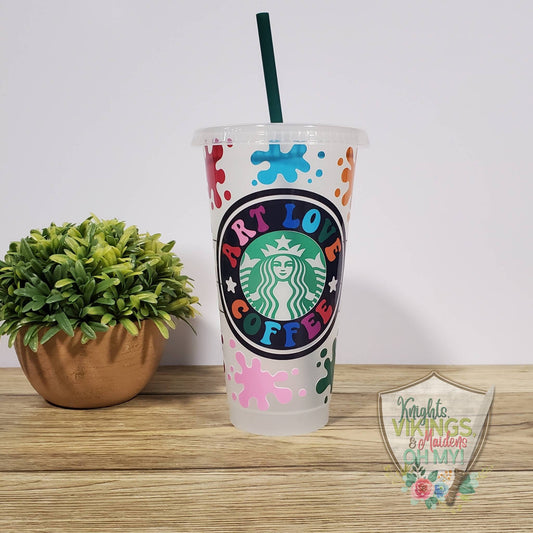 Art Love and Coffee, Starbucks Cold Cup with Straw