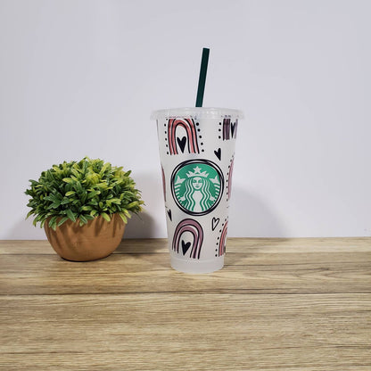 Boho Rainbow, Starbucks Cold Cup with Straw