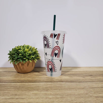 Boho Rainbow, Starbucks Cold Cup with Straw