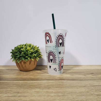 Boho Rainbow, Starbucks Cold Cup with Straw