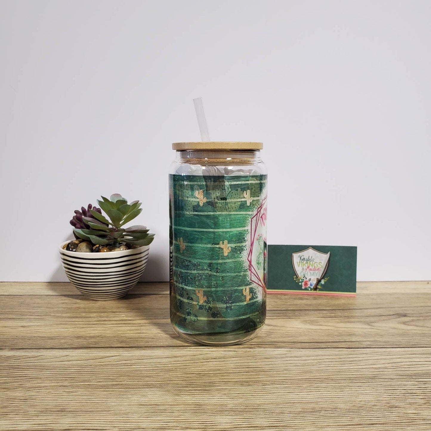 Dont be a Prick, Sublimated Glass Cup with Bamboo Lid, 16 ounces