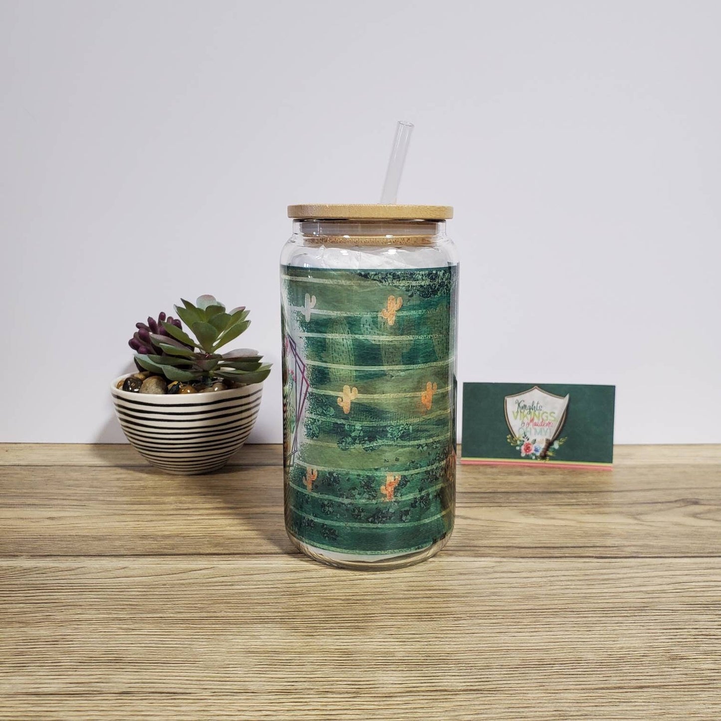 Dont be a Prick, Sublimated Glass Cup with Bamboo Lid, 16 ounces