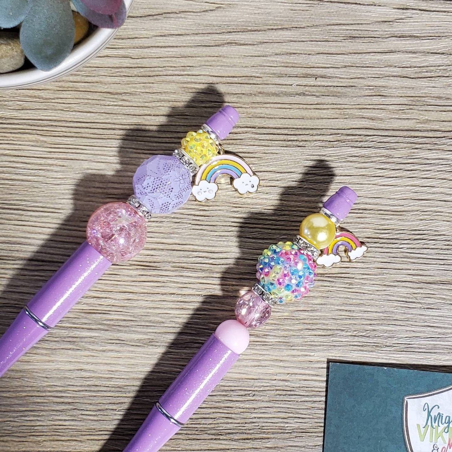 Pastel Rainbow Pens, Beaded Ballpoint Pen, Bubblegum Beads, Office Sup – B  Barry Nerdy