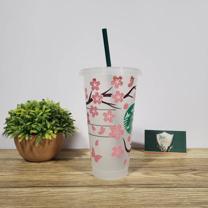 Cherry Blossom, Starbucks Cold Cup with a Straw