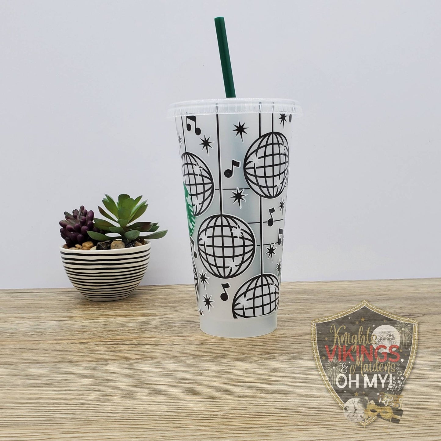 Disco Ball, Happy New Year, Starbucks Cold Cup with Straw