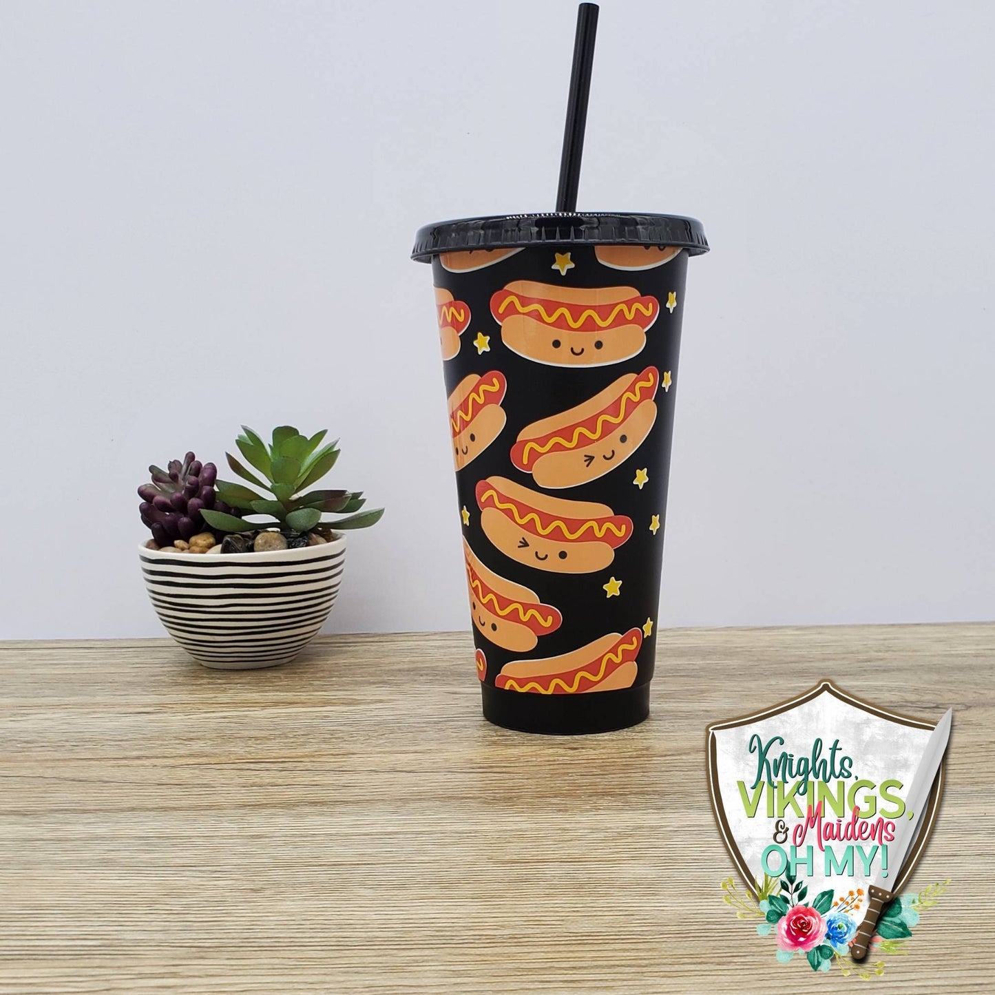 Hot Dog Cold Cup, Cold Cup with a Straw