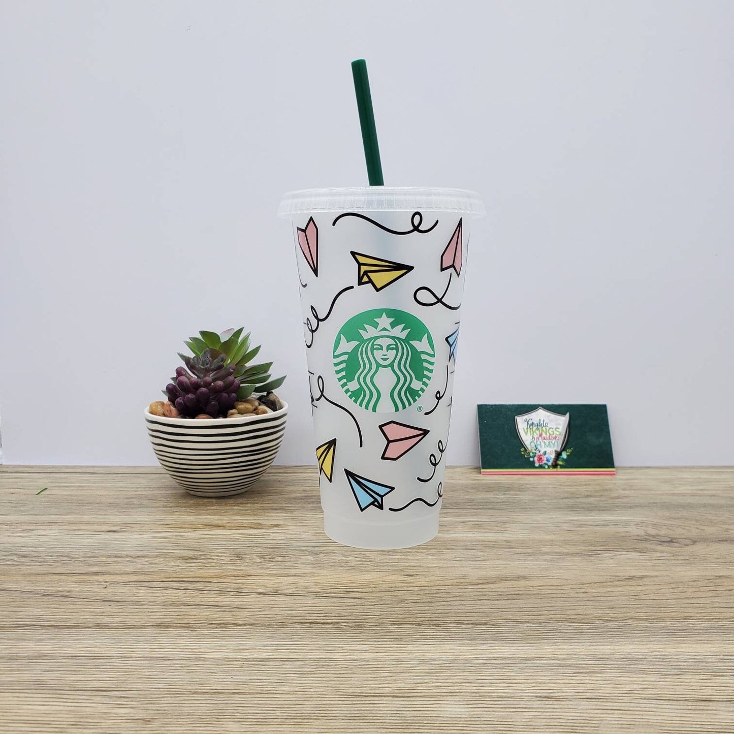 Paper Airplanes Cup, Starbucks Cold Cup with Straw