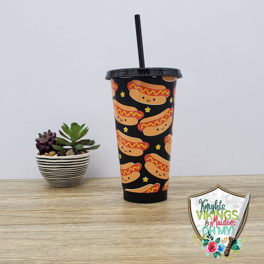 Hot Dog Cold Cup, Cold Cup with a Straw
