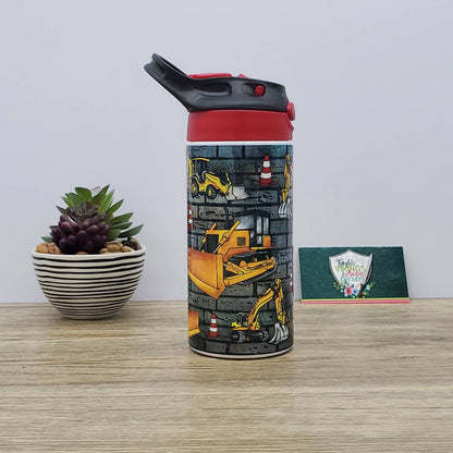 Construction Vehicle Flip Top, 12 Oz Sublimated Tumbler